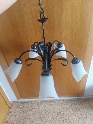 Lámpara de forja 5 tulipas