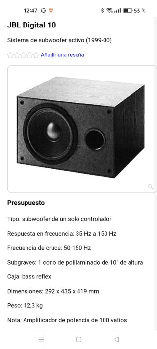 Subwoofer Activo JBL Digital 10