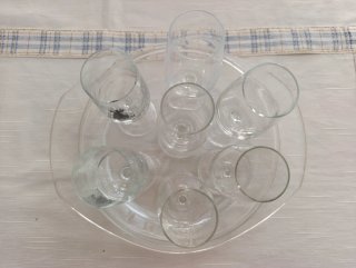 7 Catavinos con Bandeja Antigua