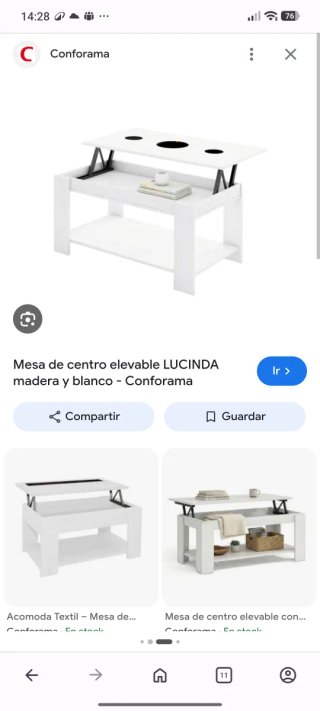 Mesa centro elevable Conforama