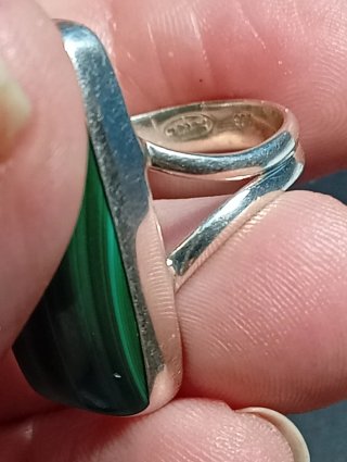 Anillo Plata Ley Malaquita
