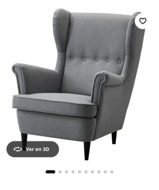 Sillón orejero gris tela