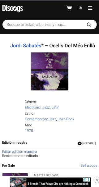 Disco LP Ocells del més enllà Jordi Sabatés