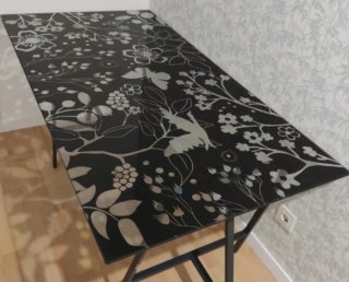 Mesa escritorio cristal Ikea flores