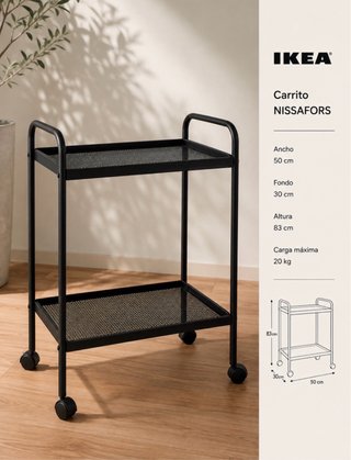 Carrito auxiliar IKEA NISSAFORS negro