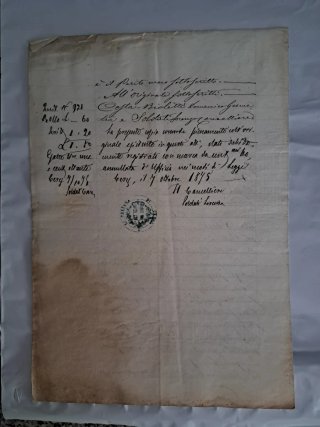 Documento notarile antico 1875