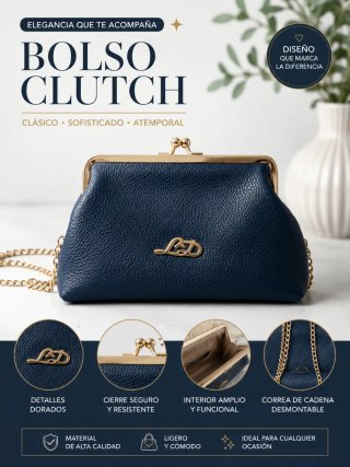 Bolso Clutch LED Azul y Dorado
