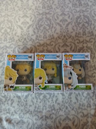 Funko Pop Genshin Impact Aether, Lumine, Paimon
