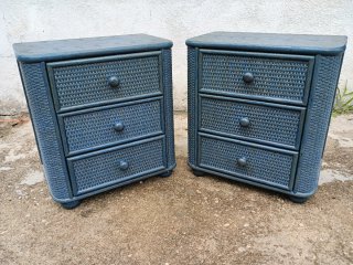 Conjunto cabecero y mesillas azul