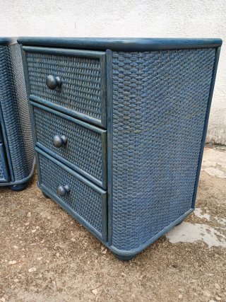 Conjunto cabecero y mesillas azul