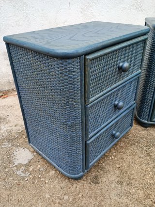 Conjunto cabecero y mesillas azul