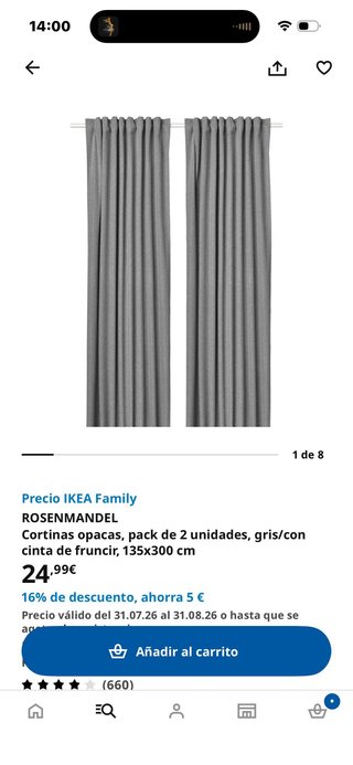 Cortinas opacas IKEA ROSENMANDEL 2 unidades