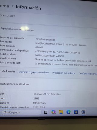 Pc i3-8100 de octava generación