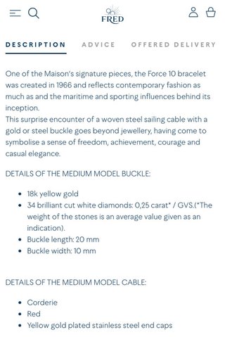 Pulsera FRED Force 10 Oro y Diamantes