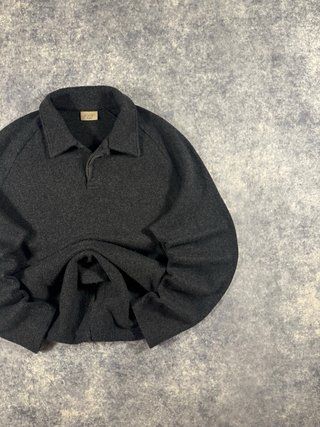 Vintage Knit Polo Collar Ribbed Smart Casual Prepp