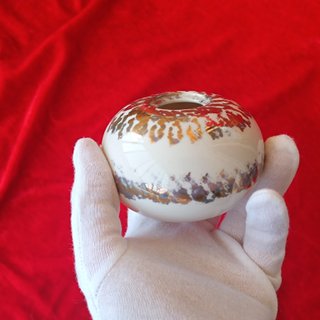 Pareja Portavelas Porcelana Blanco y Oro