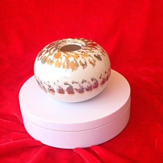 Pareja Portavelas Porcelana Blanco y Oro