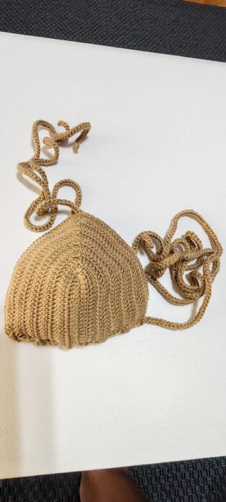 Sujetador de baño crochet beige