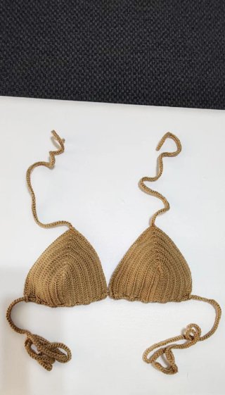 Sujetador de baño crochet beige