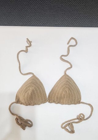 Sujetador de baño crochet beige