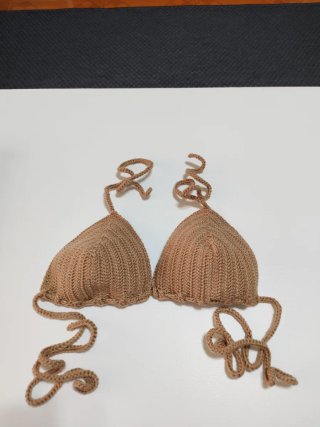 Sujetador de baño crochet beige