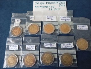 Lote 9 Monedas 2€ Conmemorativas España Francia