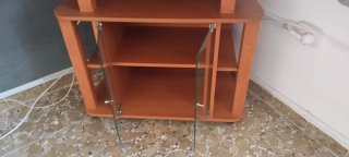 Mueble TV madera y cristal