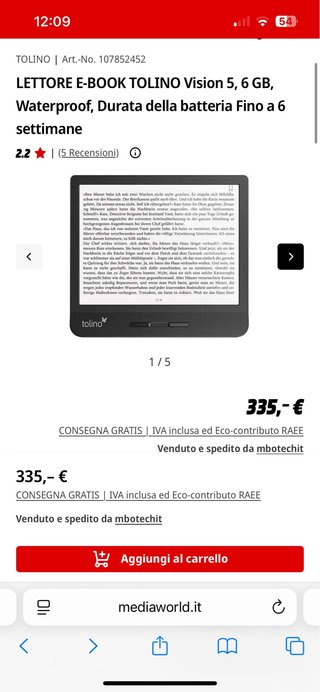 Tolino vision 5+ funda