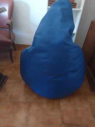 Puff pera polipiel azul