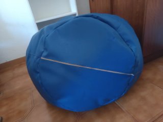 Puff pera polipiel azul
