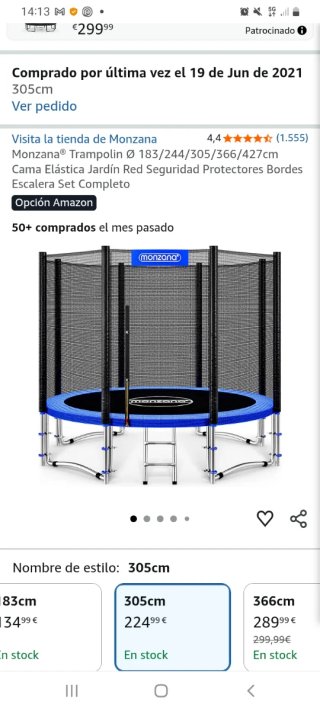 Cama elástica Monzana 305cm