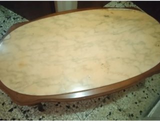 Mesa centro mármol y madera
