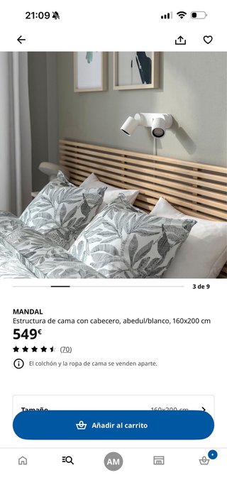 MANDAL Cabecero Abedul/Blanco