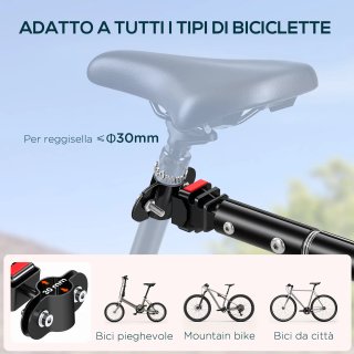 Rimorchio per Bicicletta in Acciaio 144x59x80 cm