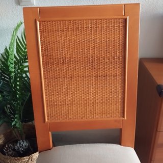 6 Sillas Comedor Madera y Tela Beige