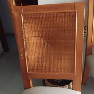 6 Sillas Comedor Madera y Tela Beige