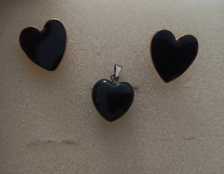 Pack Joyería Corazón Negro y Dorado