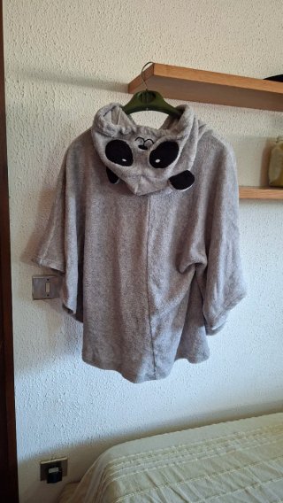 Poncho morbido grigio panda S/M
