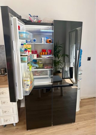 Frigorífico Americano 4 Puertas Negro Cristal