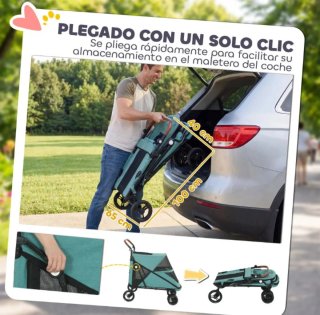 Carrito para perros marrón y verde azulado