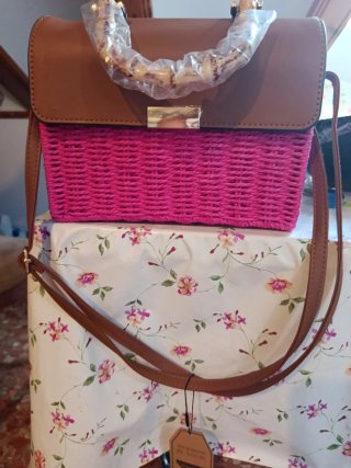 Bolso Marrón y Rosa