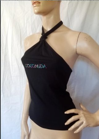 Top Coconuda donna nero con strass