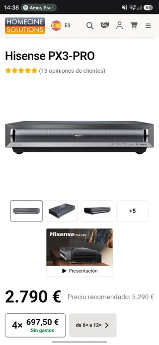Proyector Hisense PX3 PRO Precintado