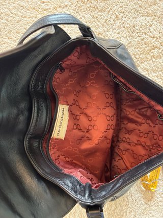 Borsa Postina Vera Pelle Nera Vintage