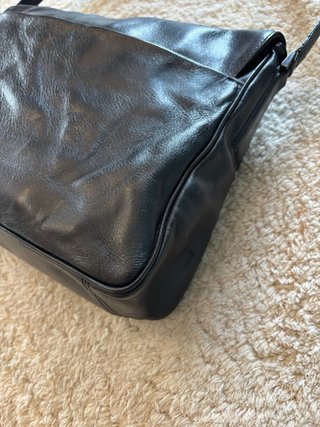 Borsa Postina Vera Pelle Nera Vintage