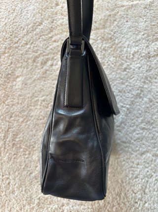 Borsa Postina Vera Pelle Nera Vintage