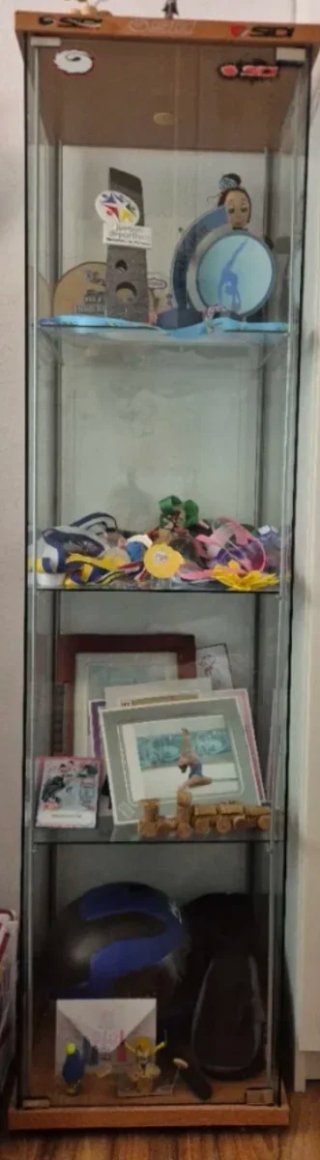 Estantería de cristal y madera