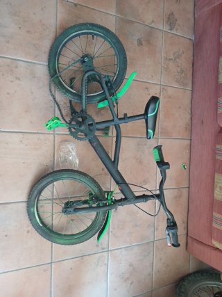 Bicicleta infantil negra y verde