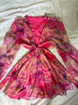 Vestido rosa estampado fiesta