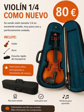 Violín 1/4 como nuevo + funda y arco